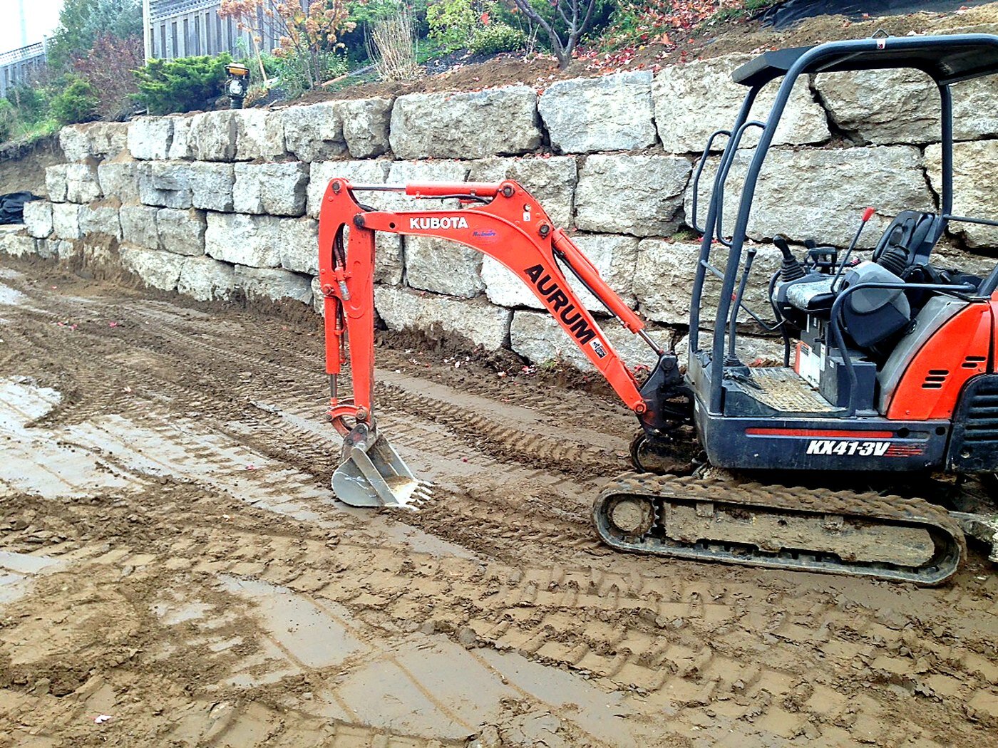 Armour stone sea wall construction