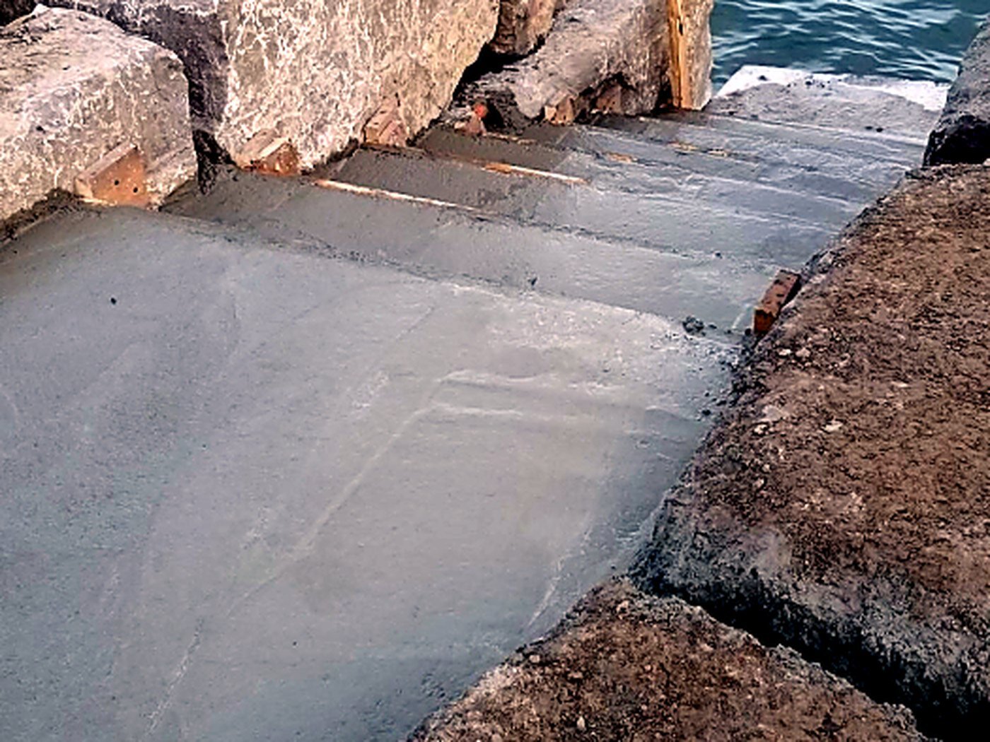 Waterfront concrete and stone access